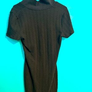 Brown knitted v-neck dress